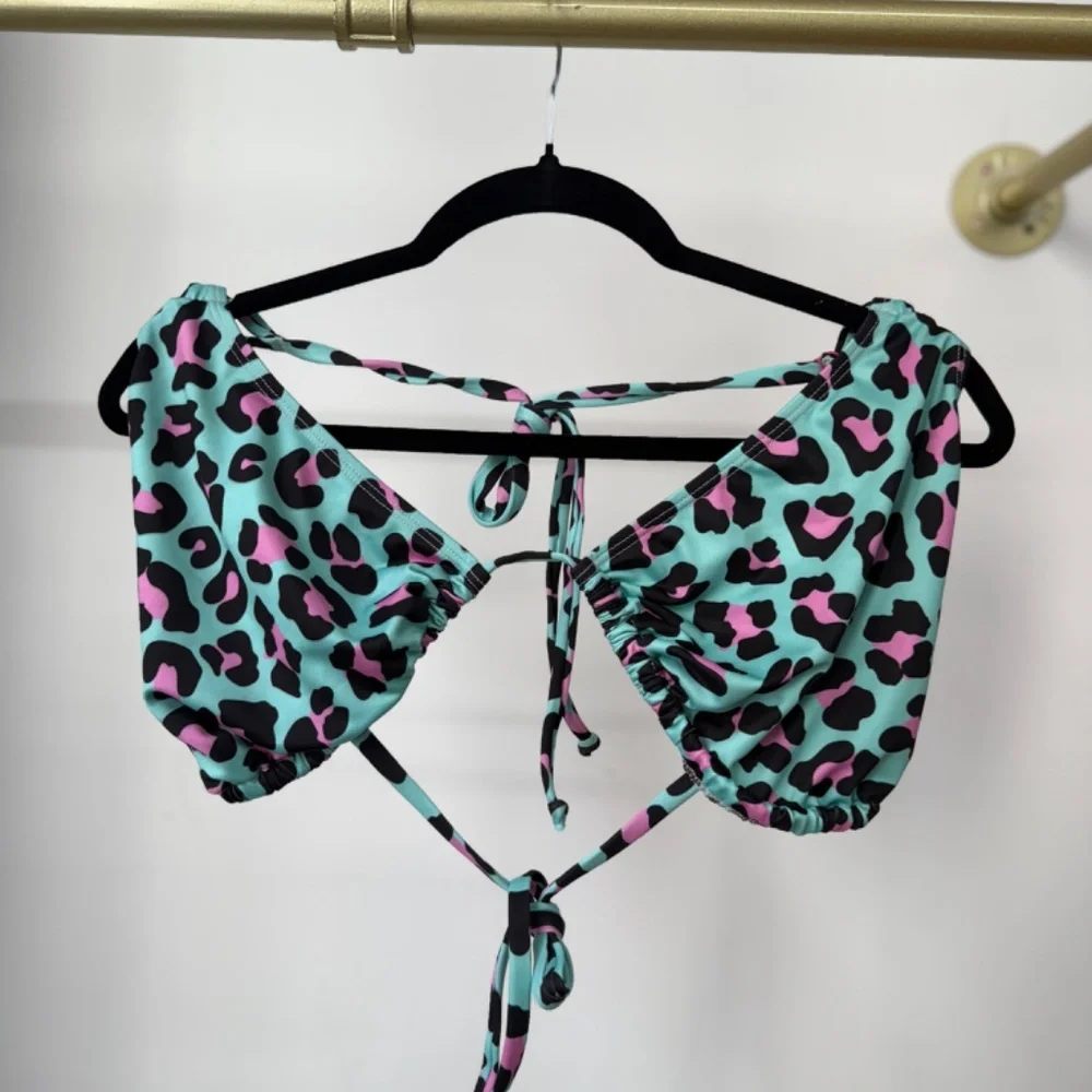 Women’s Turquoise Leopard Print Bikini Set with Matching Cover-Up